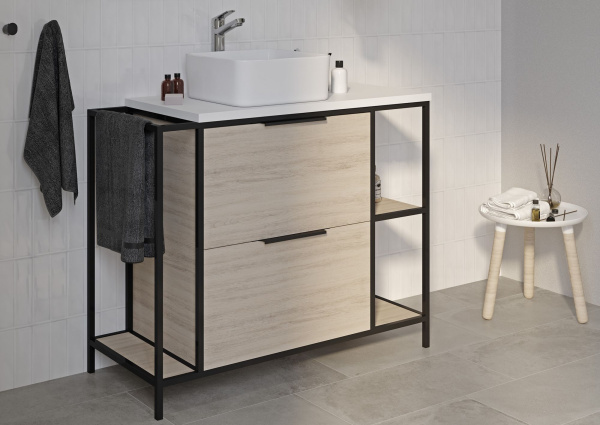 Тумба под раковину напольная Cersanit BOSQUET 100 для CREA 50 дуб, 63013