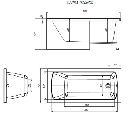 Ванна ALEX BAITLER™ GARDA 150*70 пустая