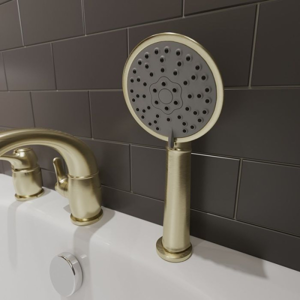 Смеситель на борт ванны IDDIS Oldie на 3 отверстия с керамическим дивертором бронза OLDBR30i07