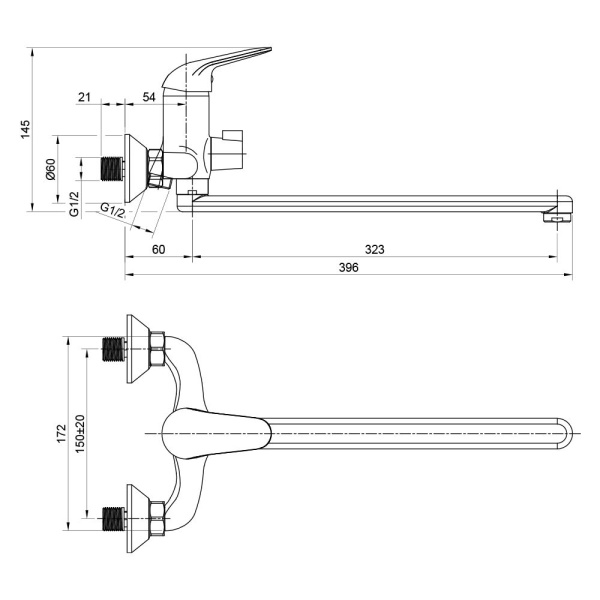 Смеситель для ванны WesnaArt LUCH LUC15-320, хром