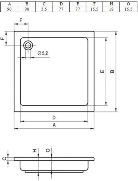 Душевой поддон Riho DC0400500000000 90x90