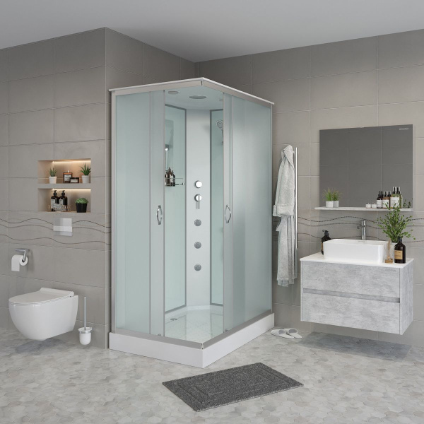 Душ.каб. NG-43285-14QG (1200х800х2150) низкий поддон(13см) стекло МАТОВОЕ 3 места