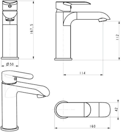 Cмеситель для раковины Hansberge H1033 Хром