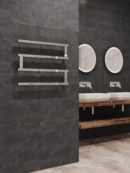 Полотенцесушитель водяной Stinox Optima 700x500, боковое подключение, хром, 1/2" ВР (внутренняя резьба), 4 перекладины