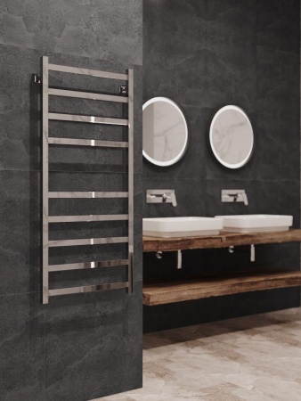 Полотенцесушитель водяной Stinox Prestige 500x1200, нижнее подключение, хром, 1/2" ВР (внутренняя резьба), 9 перекладин