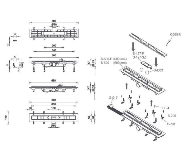 Душевая перегородка Ambassador Walk-in 15031104-ST8, свободный вход, линейный трап, 120см