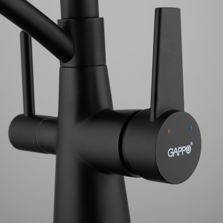 Смеситель для кухни с гибким изливом и подключением фильтра GAPPO G4398-16, черный