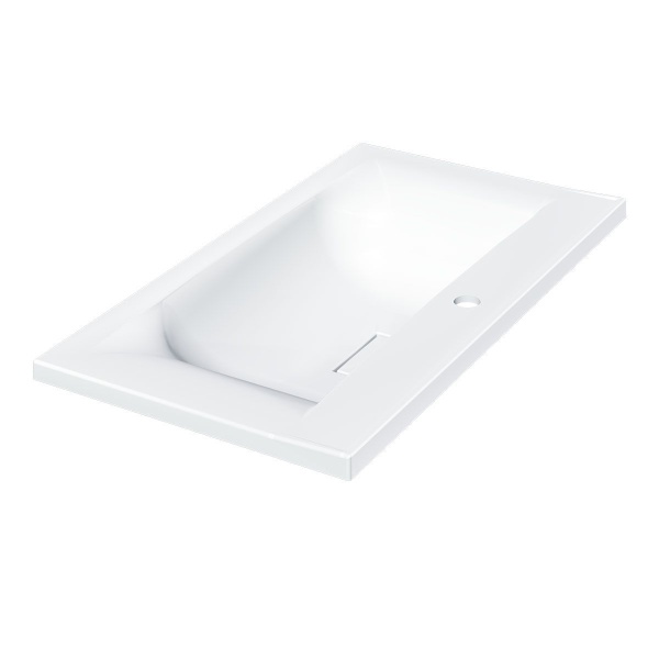 Тумба Vincea Mia 800 подвесная, 2 выкатных ящика soft close, Beton с умывальником VCB-3M800W из искуственного камня, цвет белый