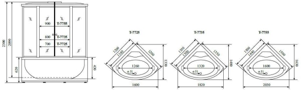 Душевая кабина Timo Lux T-7735 135x135x220
