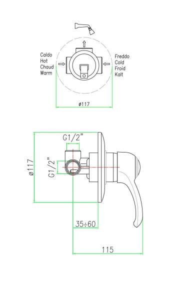 Смеситель для душа Webert Aurora AU880101017