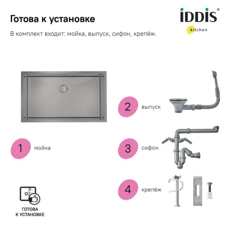 Мойка IDDIS 740х440 Edifice EDI74G0i77