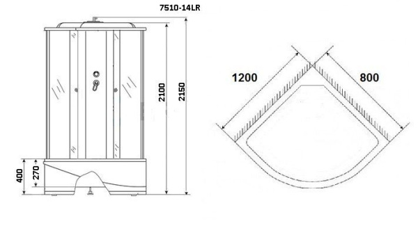 Душевая кабина Niagara Eco NG 7510-14L левый угол