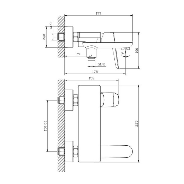 Смеситель для ванны Raglo R31.30, хром