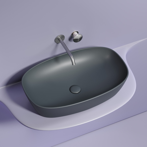 Умывальник Ceramicanova чаша накладная овальная (цвет Темно-Коричневый Матовый) 600x380x138мм