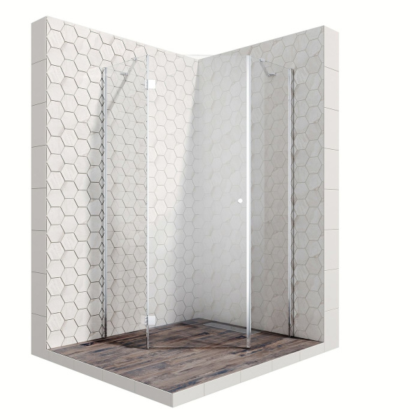 Душевой уголок Ambassador Diamond 12011111L-ST4, пятиугольный, линейный трап, 90х90