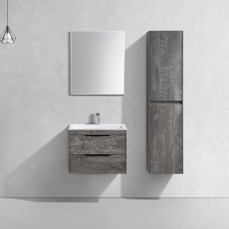 Тумба Vincea Chiara 2D 600 подвесная, 2 выкатных ящика soft-close, G.Stone с умывальником VCB-13600W из искусственного камня, цвет белый
