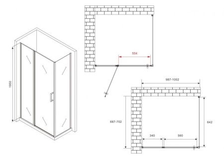Душевой уголок ABBER Sonnenstrand AG04100MS-S70M