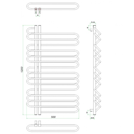 Полотенцесушитель ГРОТА STELLE 50/120 L