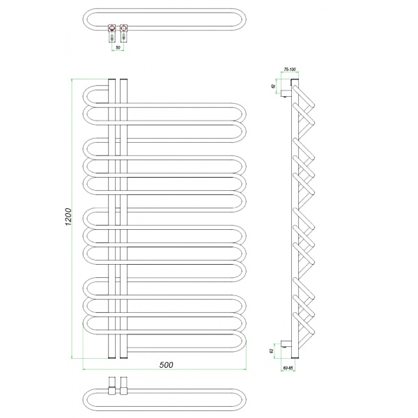 Полотенцесушитель ГРОТА STELLE 50/120 L