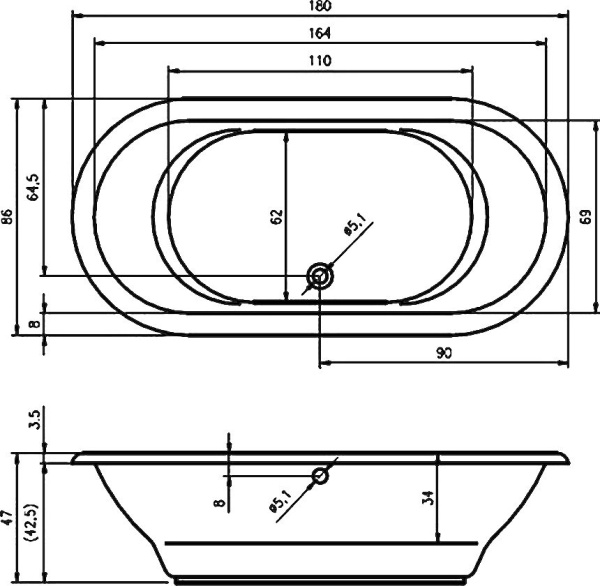 Акриловая ванна Riho Seth 180x86 BB2200500000000