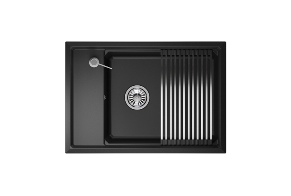 Мойка для кухни Granula Kitchen Space 7305 черный, 73х51 см, прямоугольная