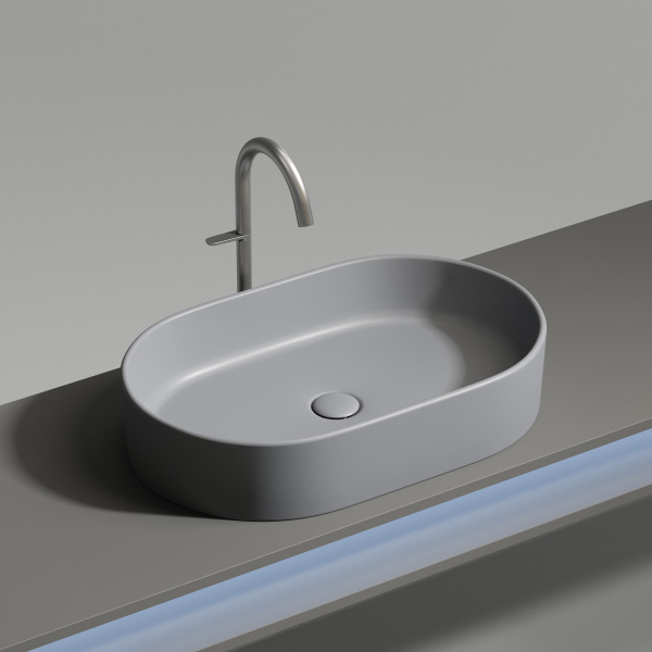 Умывальник Ceramicanova чаша накладная овальная (цвет Темный Антрацит Матовый) Element 608x385x122мм