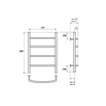 Полотенцесушитель водяной Point PN04156 П4 500x600, хром