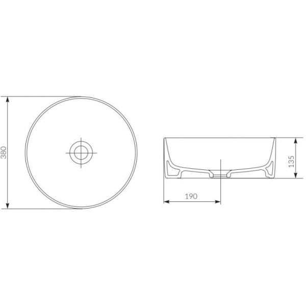 Раковина на столешницу Cersanit CREA 38 RING, P-UM-CRE38/1-oc-R
