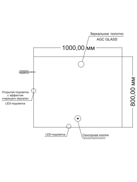 Orange Quadrо LEDQ100ZE зеркало с LED подсветкой