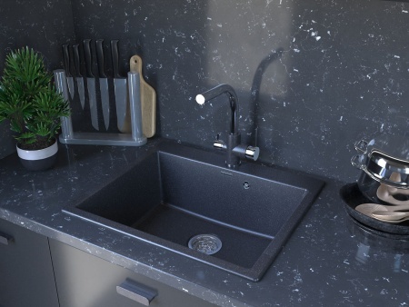 Мойка KANTE 60, IT-GRANIT, PM106052-BLM , черный, 600х520 мм, Paulmark