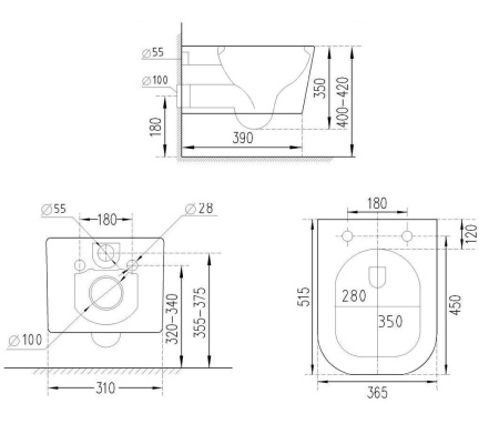 Комплект 6 в 1 RoxenBath StounFix Dual Fresh 582388 (состоит из: 710200, Caspia 410280B, 530145-01)