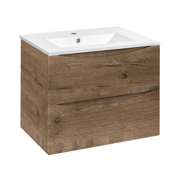 Тумба под раковину Vincea Mia 700 подвесная, 2 выкатных ящика soft close, V.Oak