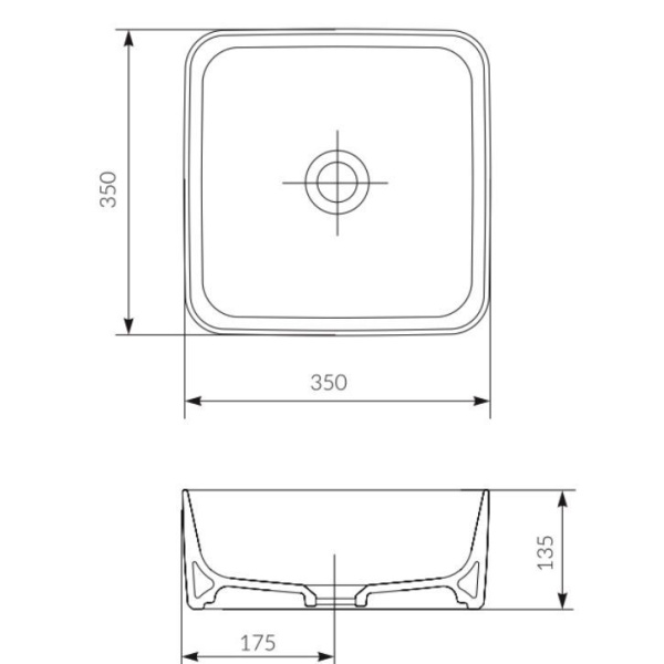 Раковина на столешницу Cersanit CREA 35 SQUARE, P-UM-CRE35/1-oc-S
