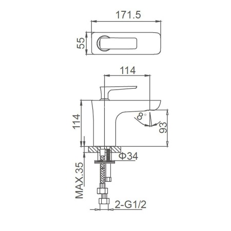 Смеситель для раковины WONZON & WOGHAND Shark, Хром (WW-481101-CR)