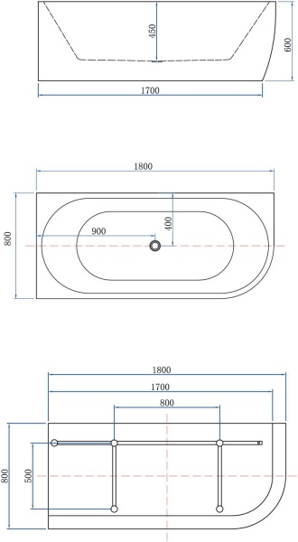 Акриловая ванна Aquanet Family Elegant A 180x80 3805N Matt Finish