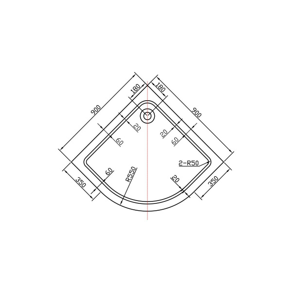 Поддон для душа акриловый Vincea VST-2AQ-9090, 900*900*135, сифон Ф90 с гидрозатвором