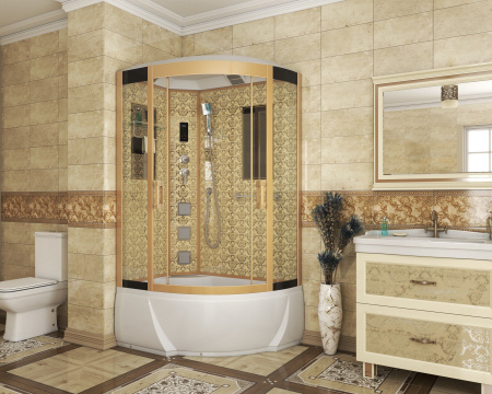 Душевая кабина Niagara Luxe NG-7712GL 80x120х215, высокий поддон, стенки золото