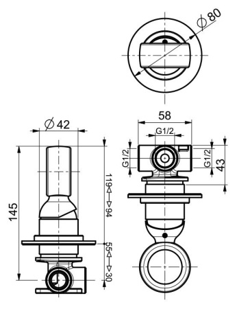 Смеситель для душа Webert Opera OA880101560, черный
