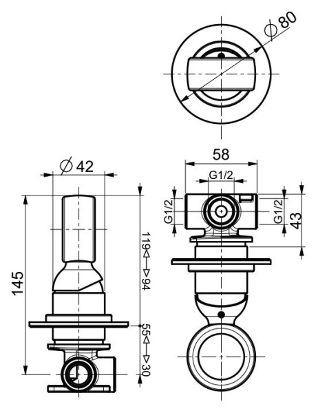 Смеситель для душа Webert Opera OA880101560, черный