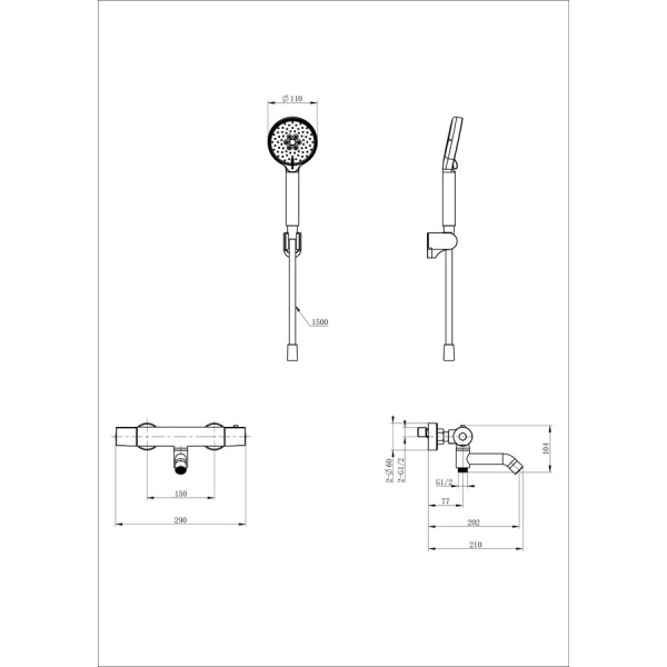 Смеситель для ванны с душем и термостатом WONZON & WOGHAND, Белый матовый (WW-B3029-A1-MW)