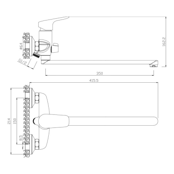 Смеситель для ванны WesnaArt ASTRA AST19-320, хром