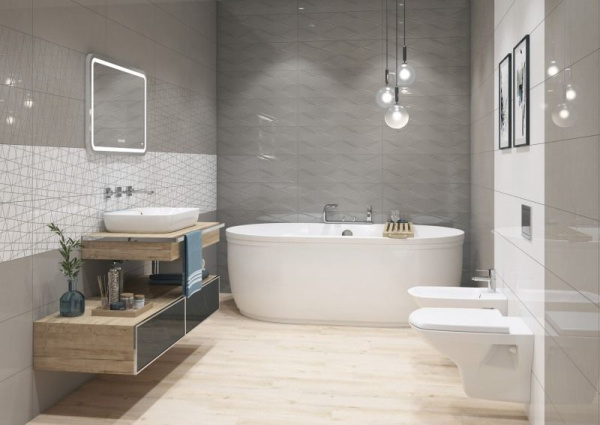 Зеркало Cersanit LED 050 design pro 80x55 с подсветкой хол. тепл. cвет часы с антизапотеванием прямоугольное, KN-LU-LED050*80-p-Os