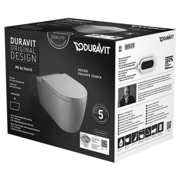 Duravit Me by Starck Комплект: подвесной унитаз 57х37см, Rimless 252909+ сиденье с мягким закрыванием 002009 45290900A1 (252909+002009)