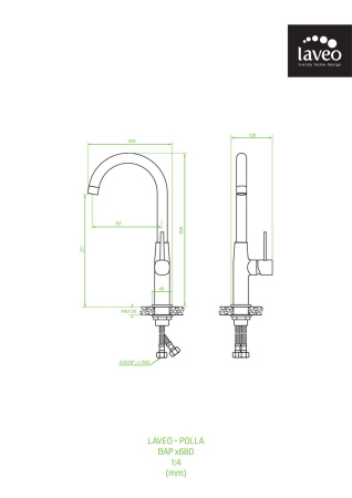 Смеситель для кухонной мойки Laveo Pola BAP_968D серый