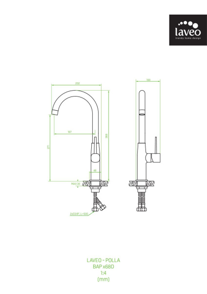 Смеситель для кухонной мойки Laveo Pola BAP_968D серый