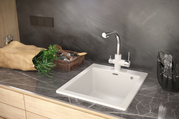 Мойка KANTE 50, IT-GRANIT, PM105152-WH , белый, 510х520, Paulmark