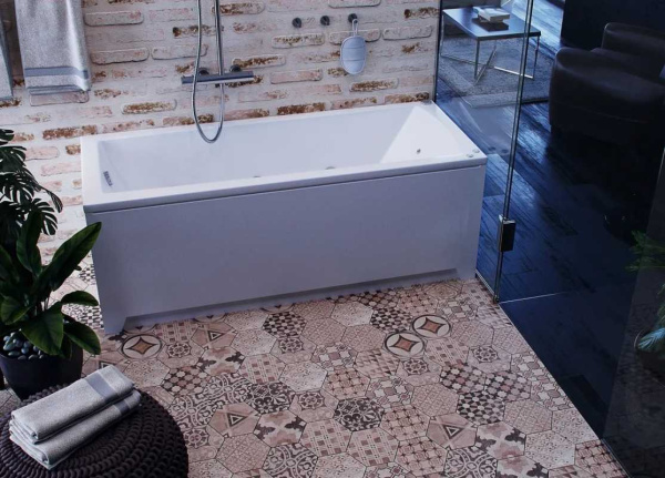 Ванна акриловая Aquatek Либра New 160 x 70 см LIB160N-0000007 без фронтального экрана, вклеенный каркас, белая, слив слева