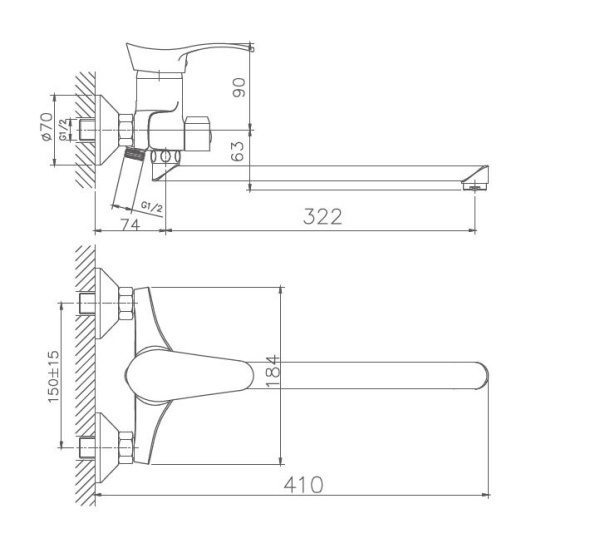 Смеситель для ванны Haiba HB2201