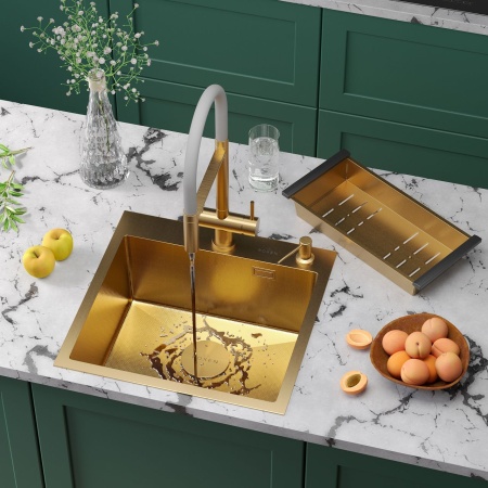 Кухонная мойка RoxenBath Simple 50 PVD зернистое золото