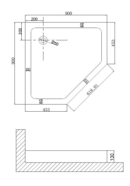 Душевой поддон Niagara Nova NG-90-90D, 90х90х13, трапеция